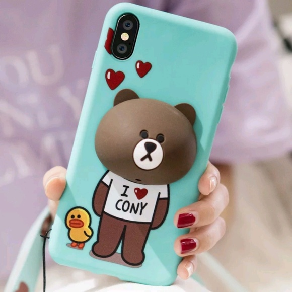 Alvio Accessories - IPHONE X/XS LINE BROWN BEAR CUTE 3D CASE